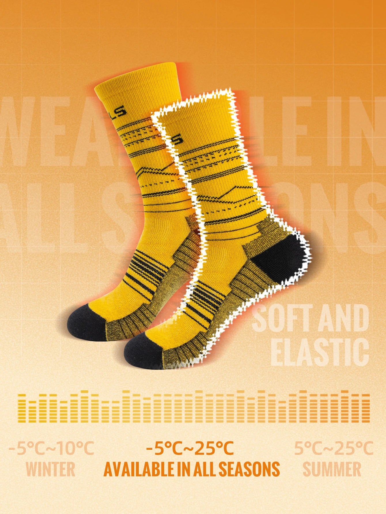 Chaussettes en laine mérinos WRELS pour la randonnée et la course à pied. Douces, légères, amortissantes, mi-mollet, respirantes, idéales pour le cyclisme.