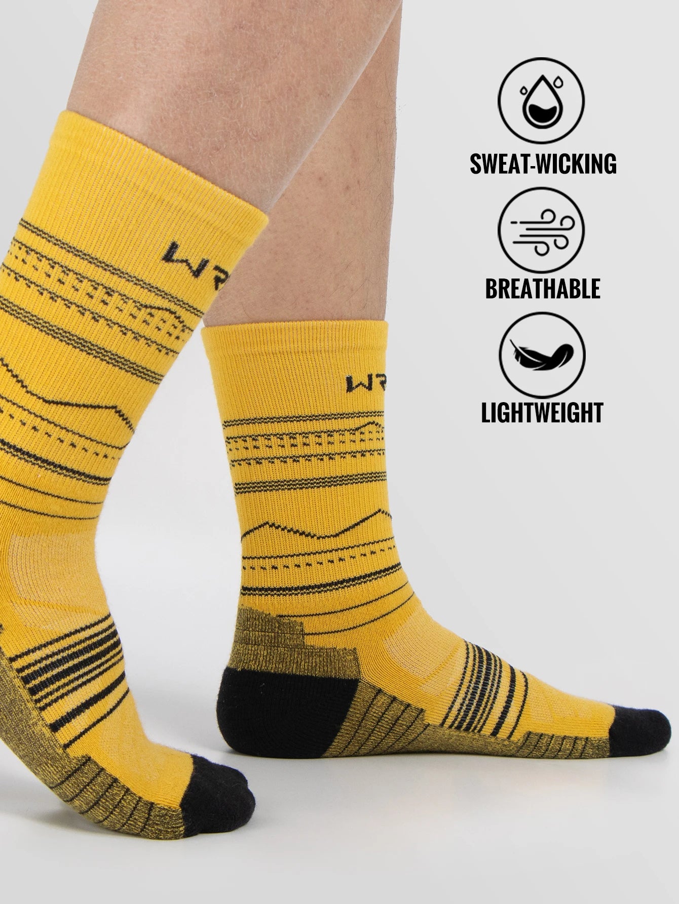 Chaussettes en laine mérinos WRELS pour la randonnée et la course à pied. Douces, légères, amortissantes, mi-mollet, respirantes, idéales pour le cyclisme.